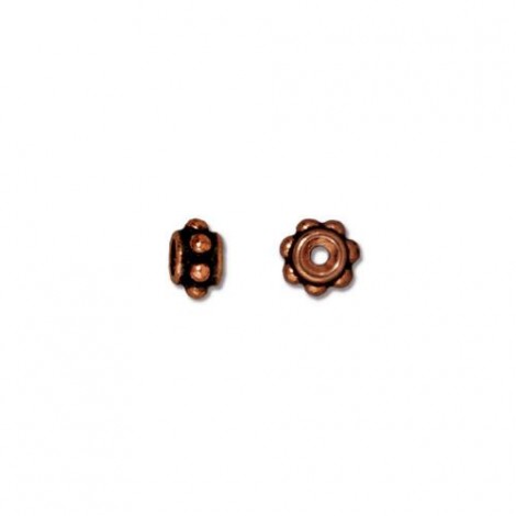 5mm TierraCast Cupped Beaded Spacers - Antique Copper - Pack of 10