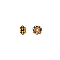 5mm TierraCast Cupped Beaded Spacers - Antique 22K Gold Plated
