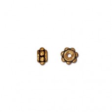5mm TierraCast Cupped Beaded Spacers - Antique 22K Gold Plated - Pack of 10
