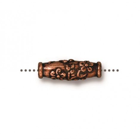 15mm TierraCast Wild Rose Barrel Bead - Antique Copper Plated - Pack of 2