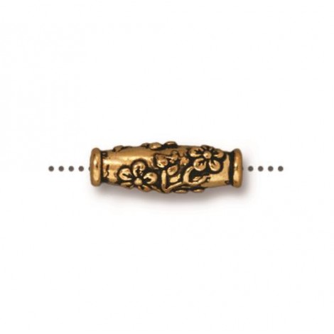 15mm TierraCast Wild Rose Barrel Bead - Antique 22K Gold Plated - Pack of 2