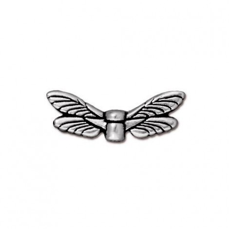 6x20mm TierraCast Dragonfly Wing Charms - Antique Fine Silver Plated - Pack of 2