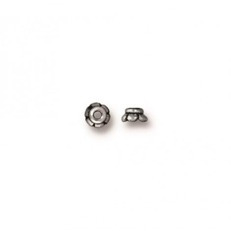 2x3.5mm TierraCast Scalloped Beadcaps - Antique Fine Silver Plated - Pack of 10