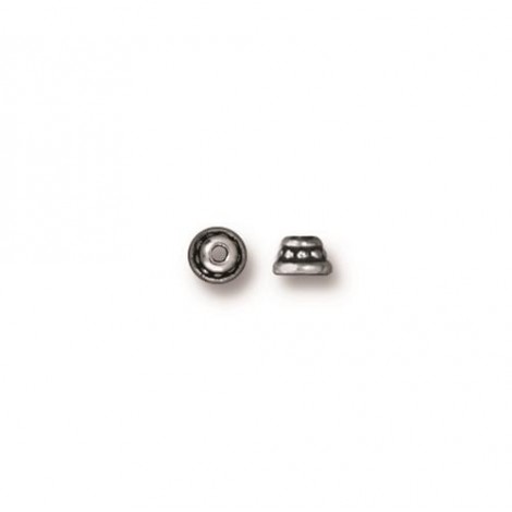 3.5mm TierraCast Beaded Beadcaps - Antique Fine Silver Plated - Pack of 10