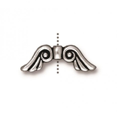 7x21mm TierraCast Angel Wing Charms - Antique Fine Silver Plated