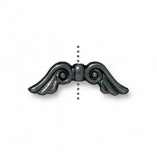 7x21mm TierraCast Angel Wing Charms - Black Oxide- Pack of 2