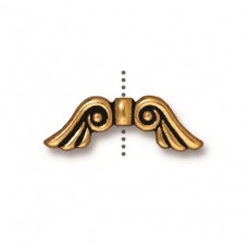 7x21mm TierraCast Angel Wing Charms - Antique 22K Gold Plated