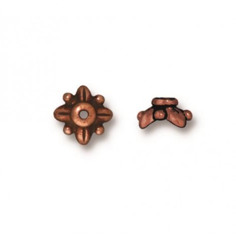 8mm TierraCast Leaf Beadcaps - Antique Copper Plated - Pack of 2