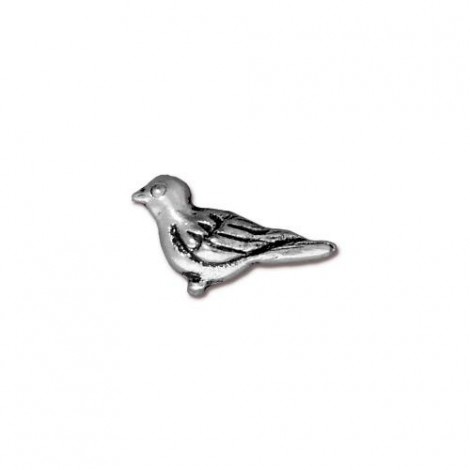 14.75x8mm TierraCast Paloma Bird Beads - Antique Fine Silver Plated - Pack of 2