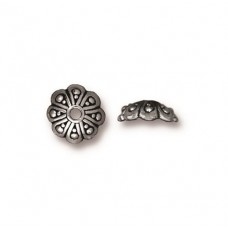 8mm TierraCast Oasis Beadcaps - Antique Fine Silver Plated - Pack of 2