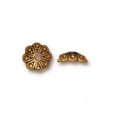 8mm TierraCast Oasis Beadcaps - Antique 22K Gold Plated - Pack of 2