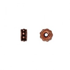 6x3mm TierraCast Rococo Beaded Spacers - Antique Copper - Pack of 4
