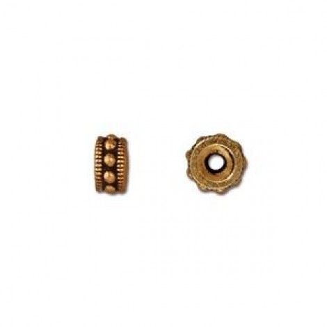 6x3mm TierraCast Rococo Beaded Spacers - Antique Gold