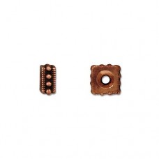 7mm TierraCast Ant Copper Square Rococo Beaded Spacers - Pack of 4