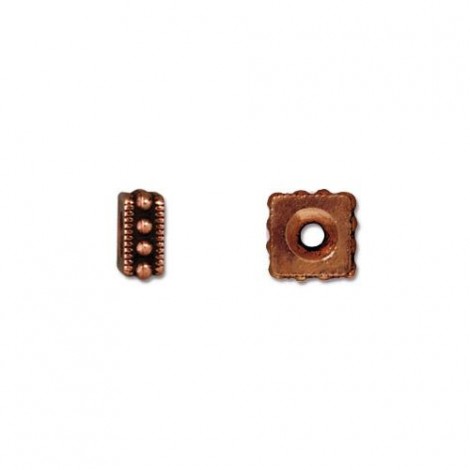 7mm TierraCast Ant Copper Square Rococo Beaded Spacers - Pack of 4