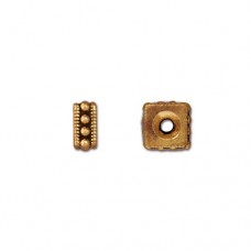 7mm TierraCast Square Rococo Beaded Spacers - Ant 22K Gold Plated - Pack of 4