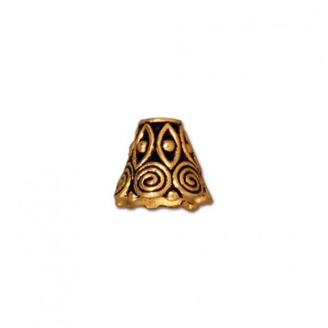 8mm TierraCast Spiral Cone - Antique 22K Gold Plated