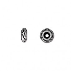 6x2.5mm TierraCast Woodland Spacer Beads - Antique Fine Silver Plated - Pack of 2