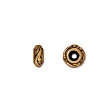 6x2.5mm TierraCast Woodland Spacer Beads - Antique 22K Gold Plated - Pack of 2
