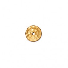 8mm TierraCast Hammertone Beadcaps - Bright 22K Gold Plated - Pack of 2