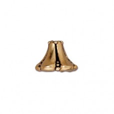 10mm TierraCast Large Bell Flower Beadcaps - Antique 22K Gold Plated -  Each