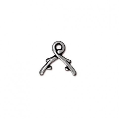 9x9.5mm Small TierraCast Vine Briolette Bail - Ant Fine Silver Plated- Pack of 2