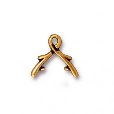 13mm TierraCast Large Vine Briolette Bail - Antique 22Kt Gold Plated - Pack of 2