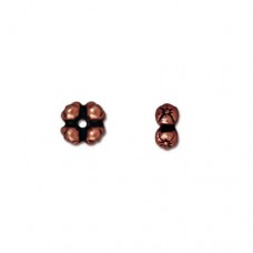 6x3mm TierraCast Four Flowers Rondelle Spacers - Antique Copper - Pack of 10