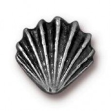 13mm TierraCast Large Shell Beads - Antique Silver - Each