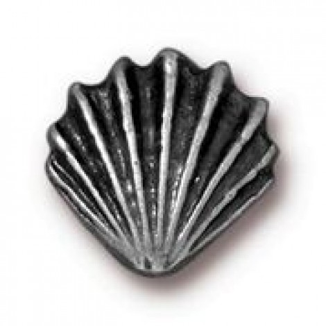 13mm TierraCast Large Shell Beads - Antique Silver - Each