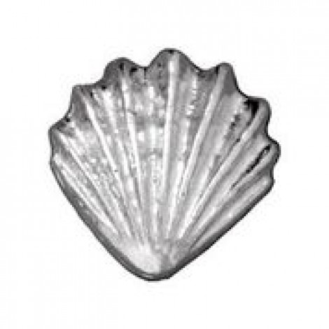 13mm TierraCast Large Shell Beads - Bright Rhodium Silver Plated - Each
