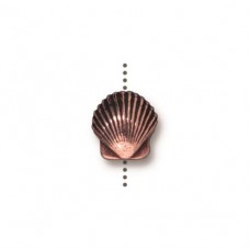 8.5x9mm TierraCast Scallop Shell Bead - Antique Copper Plated