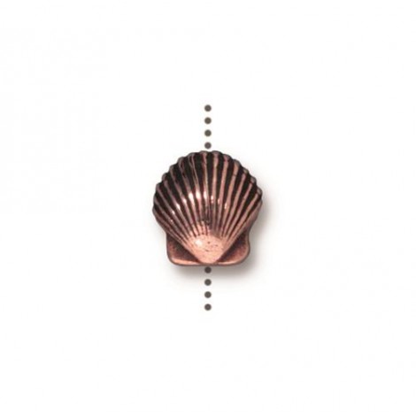 8.5x9mm TierraCast Scallop Shell Bead - Antique Copper Plated