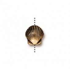 8.5x9mm TierraCast Scallop Shell Bead - Antique 22K Gold Plated