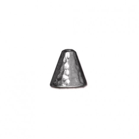 8mm TierraCast Hammertone Cones - Rhodium Plated - Pack of 2