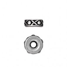 9.5mm TierraCast Legend Large 2.5mm Hole Spacer Bead - Antique Silver - Pack of 2