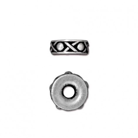 9.5mm TierraCast Legend Large 2.5mm Hole Spacer Bead - Antique Silver - Pack of 2 9.5mm TierraCast Legend Large 2.5mm Hole Spacer Bead - Antique Silver - Pack of 2