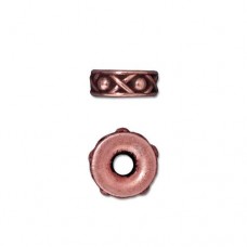 9.5mm TierraCast Legend Large 2.5mm Hole Spacer Bead - Antique Copper - Pack of 2