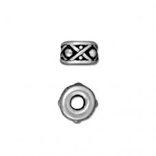 8mm TierraCast Legend Large 2.5mm Hole Spacer Bead - Antique Fine Silver Plated - Pk of 2
