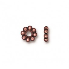 7.75mm TierraCast Large 2.5mm Hole Beaded Spacer - Antique Copper Plated - Pack of 2