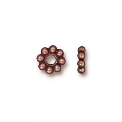 7.75mm TierraCast Large 2.5mm Hole Beaded Spacer - Antique Copper Plated - Pack of 2