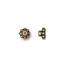 6mm TierraCast Beaded Large Bead Aligners - Antique Brass - Pack of 10