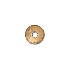 9mm TierraCast Large 2.25mm Hole Hammertone Beadcaps - 22K Gold Plated