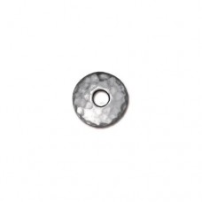 9mm TierraCast Large 2.25mm Hole Hammertone Beadcaps - Rhodium Silver Plated - Pack of 2