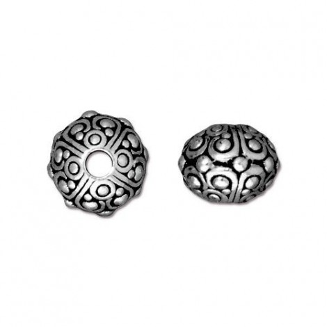 10mm TierraCast Oasis Large 2.5mm Hole Bead - Antique Fine Silver Plated - Each