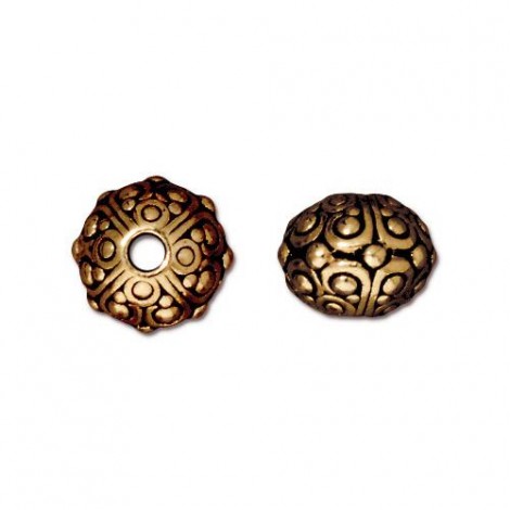 10mm TierraCast Oasis Large 2.5mm Hole Bead - Antique 22K Gold Plated