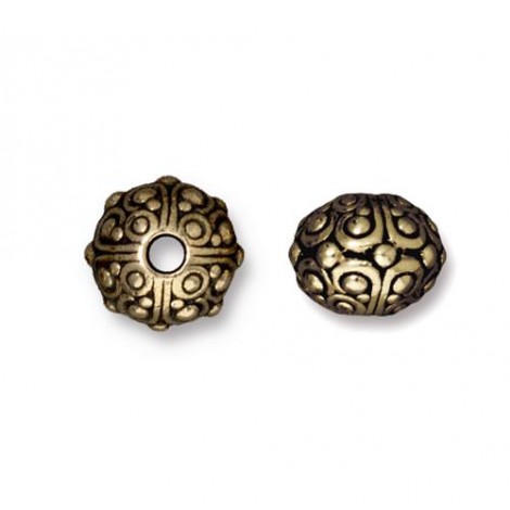 10mm TierraCast Oasis Large 2.5mm Hole Bead - Brass Oxide - Each