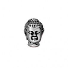 14mm TierraCast Buddha Head Bead - Antique Silver Plated