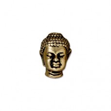 14mm TierraCast Buddha Head Bead - Antique 22K Gold Plated