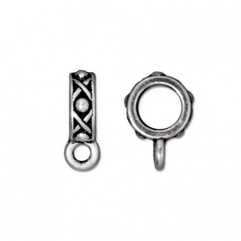 TierraCast Large 6mm Hole Legend Bail with Loop - Antique Fine Silver Plated